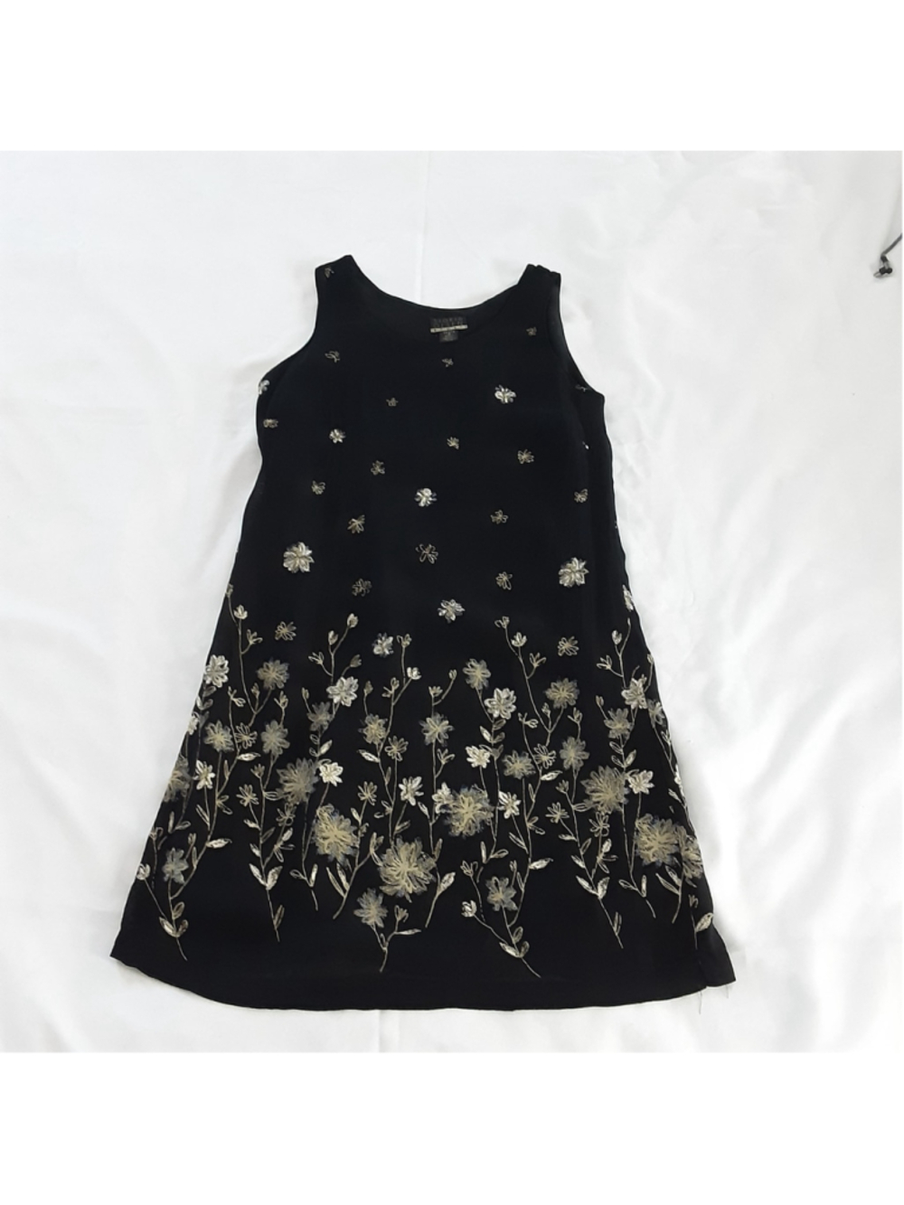 Sigrid Olsen Sport Petite 4 Black Floral Border Print Sleeveless Dress